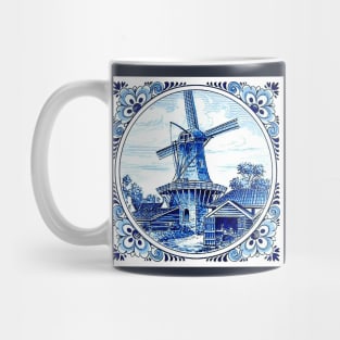 Dutch Blue Delft Large Windmill Scene Print Mug